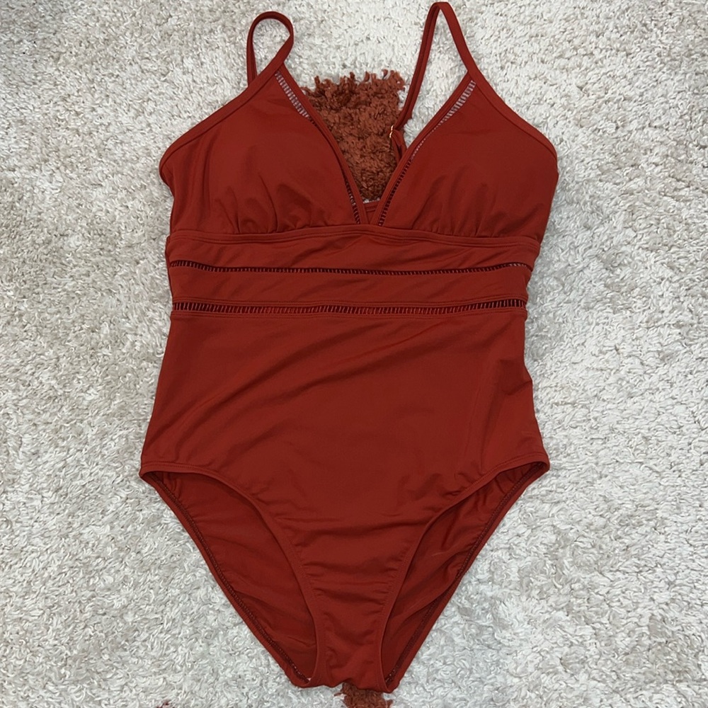 Kona Sol Ladder Trim Detail Medium Coverage One Piece Swimsuit